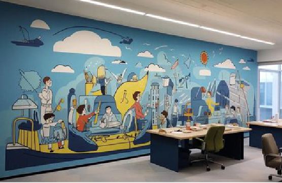 西安办公室墙绘的特点。